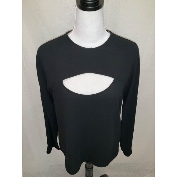 Zara Womens Black Cutout Long Sleeve Top Size Medium - Picture 3 of 5